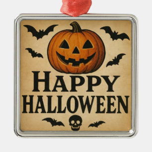 Vintage/klassischer Happy Halloween Kürbis Ornament Aus Metall