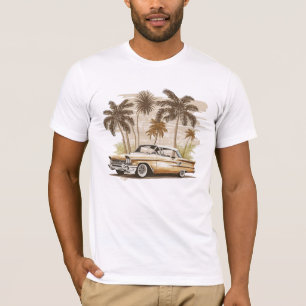Vintage Klassisches Cabrio Auto Tropischer Palmenb T-Shirt
