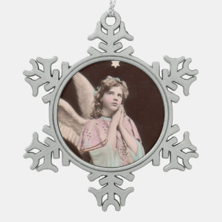 vintage klassisches Foto-Engel-Ornament Schneeflocken Zinn-Ornament