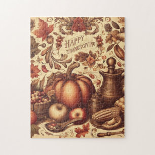 Vintage/Klassisches Frohes Erntedankfest Puzzle
