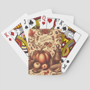 Vintage/Klassisches Frohes Erntedankfest Spielkarten