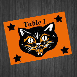 Vintage Klassisches Halloween Schwarzes Katzen-Ges Tischnummer