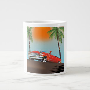 Vintage Klassisches Rotes Auto im Paradies Jumbo-Tasse