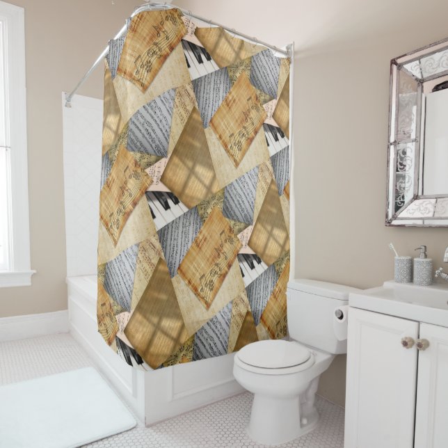 Vintage Klaviertasten Musikalische Noten antikes B Duschvorhang (Beispiel)