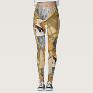Vintage Klaviertasten Musikalische Noten antikes B Leggings