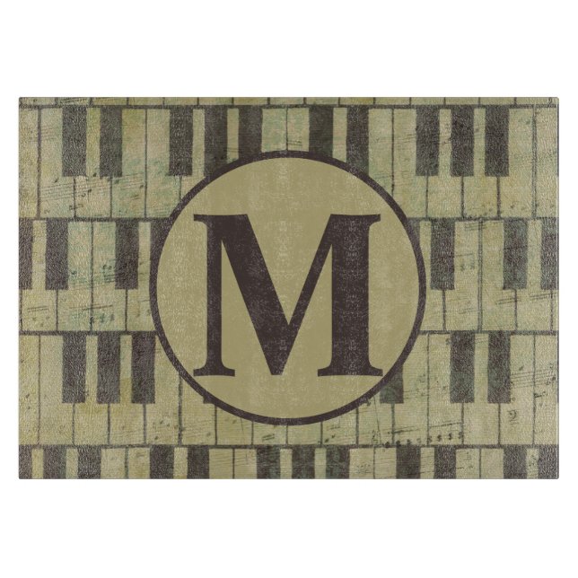 Vintage Klaviertasten Pianist Monogram Piano Playe Schneidebrett (Vorderseite)