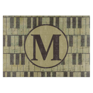 Vintage Klaviertasten Pianist Monogramm Klavierspi Schneidebrett