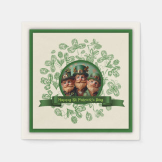 Vintage-Kleeblatt-St.-Patricks-Day-Leprechauns PPN Serviette