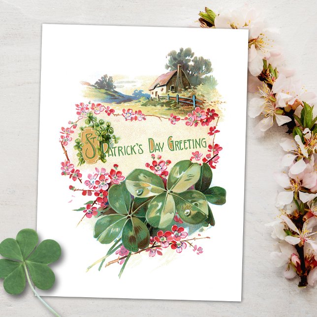 Vintage Kleeblatts St. Patrick's Day Postkarte (Von Creator hochgeladen)