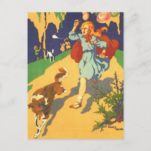 Vintage-Klein Rotkäppchen auf einer Geburtstagsfei Postkarte