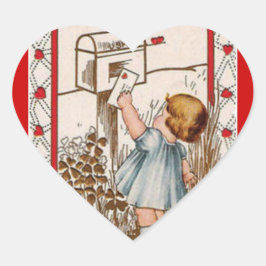Vintage Kleine Girl-Mailing Valentinsticker Herz-Aufkleber