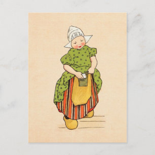 Vintage kleine Holländerin Postkarte