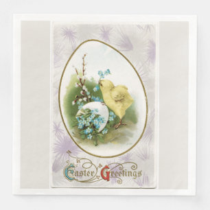 Vintage kleine Küken und Eizellen Serviette