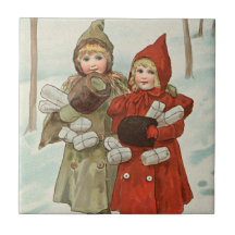 Vintage kleine Mädchen mit Paketen