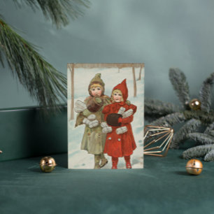 Vintage kleine Mädchen mit Parzellen Postkarte