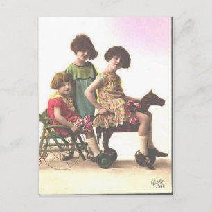 Vintage kleine Mädchen Postkarte