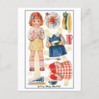 Vintage kleine Miss Muffet Papierpuppe
