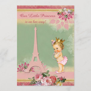 Vintage kleine Princess Eiffel Tower Babydusche Einladung