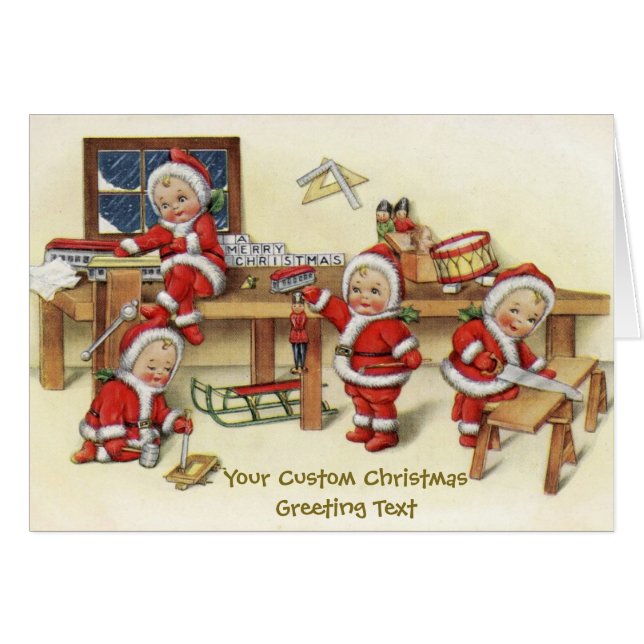 Vintage kleine Santa Illustration (Vorderseite (Horizontal))