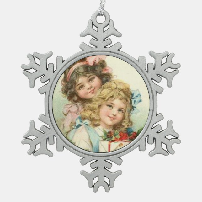 Vintage kleine viktorianische schneeflocken Zinn-Ornament (Vorderseite)