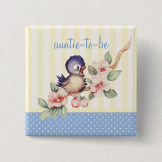 Vintage kleine Vogel-Baby-Duschen-Tante, zum Button