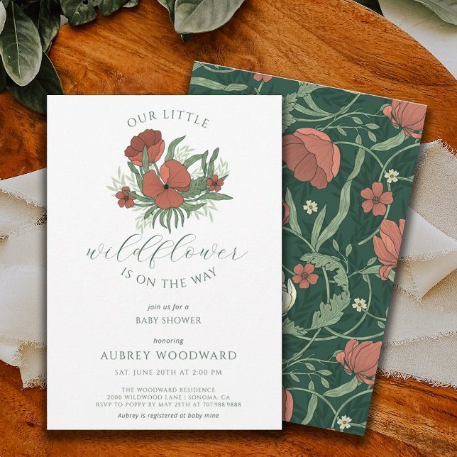 Vintage kleine Wildblume Girl Babydusche Einladung (Von Creator hochgeladen)