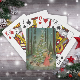 Vintage Kleiner Engel im Wald Weihnachten Spielkarten