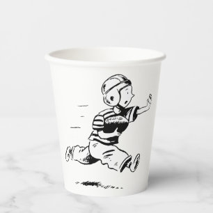 Vintage kleiner Junge läuft zurück American Footba Pappbecher