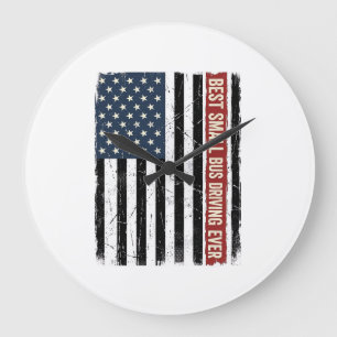 Vintage Kleines Busfahrer-Flag-Shirt Design_1 Große Wanduhr