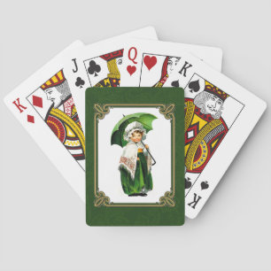 Vintage Kleines Irisches Mädchen St. Patrick's Day Spielkarten