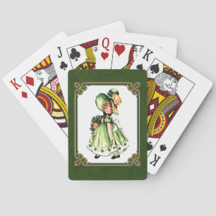 Vintage Kleines Irisches Mädchen St. Patrick's Day Spielkarten