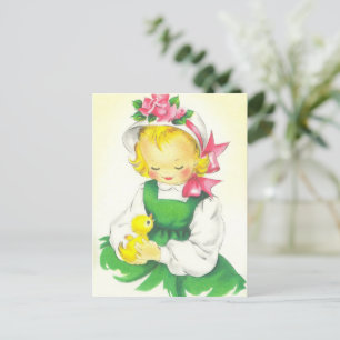 Vintage Kleines Mädchen Retro Niedlich Postkarte