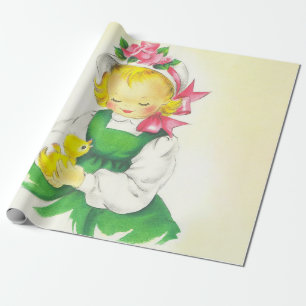 Vintage kleines Mädchen Retro süß Geschenkpapier