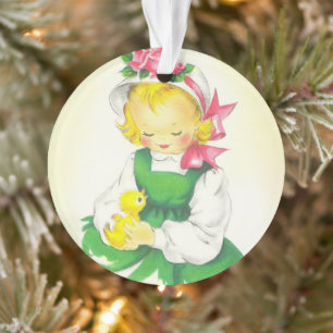 Vintage kleines Mädchen Retro süß Ornament