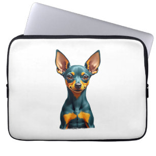 Vintage-Kleinpinscher-Porträt Farbige Gravur Laptopschutzhülle