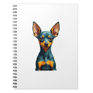 Vintage-Kleinpinscher-Porträt Farbige Gravur Notizblock