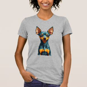 Vintage-Kleinpinscherminiatur Farbige Gravur T-Shirt