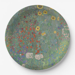 Vintage Klimt Bauerngarten Sonnenblumen Blumige Ku Pappteller