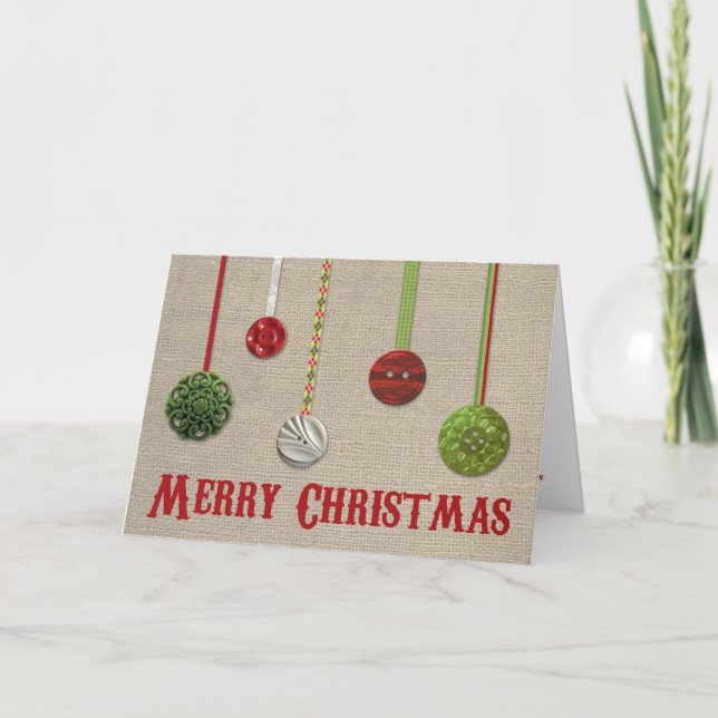 Vintage Knopf-Verzierungs-u. Feiertagskarte (Vorderseite)