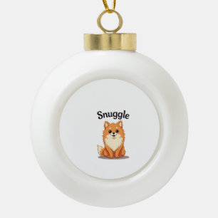 Vintage Knuddler Pomeranian Süße Hund-Illustration Keramik Kugel-Ornament