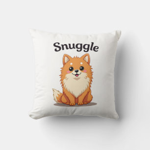Vintage-Knuddler-Pomeranian-Süße-Hund-Illustration Kissen