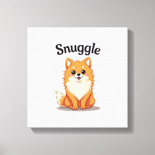 Vintage Knuddler Pomeranian Süße Hund-Illustration Leinwanddruck