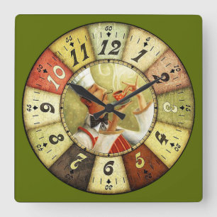 Vintage-Koch beim Kaffee trinken Quadratische Wanduhr