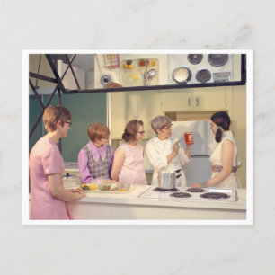 Vintage-Kochkurs aus den 1970er Jahren Postkarte