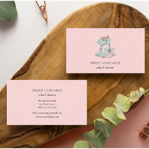 Vintage Kochmischer rosa Bäckerei Business Card Visitenkarte