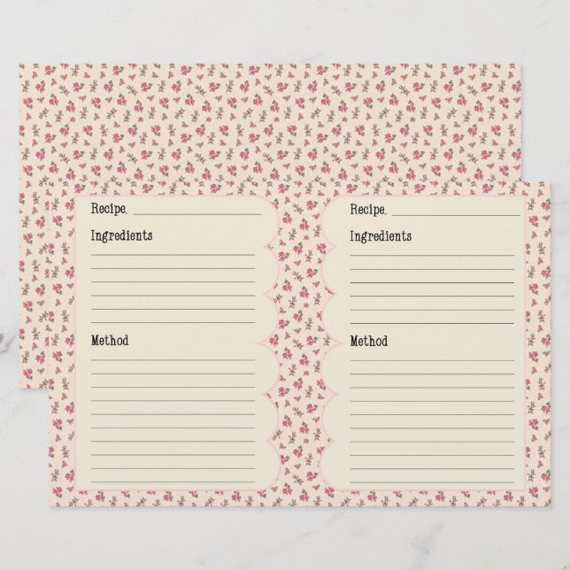 Vintage Kochrezepte Briefpapier (Vorne/Hinten)