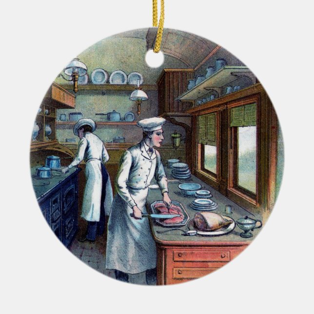 Vintage Kochs-Verzierung Keramik Ornament (Vorne)