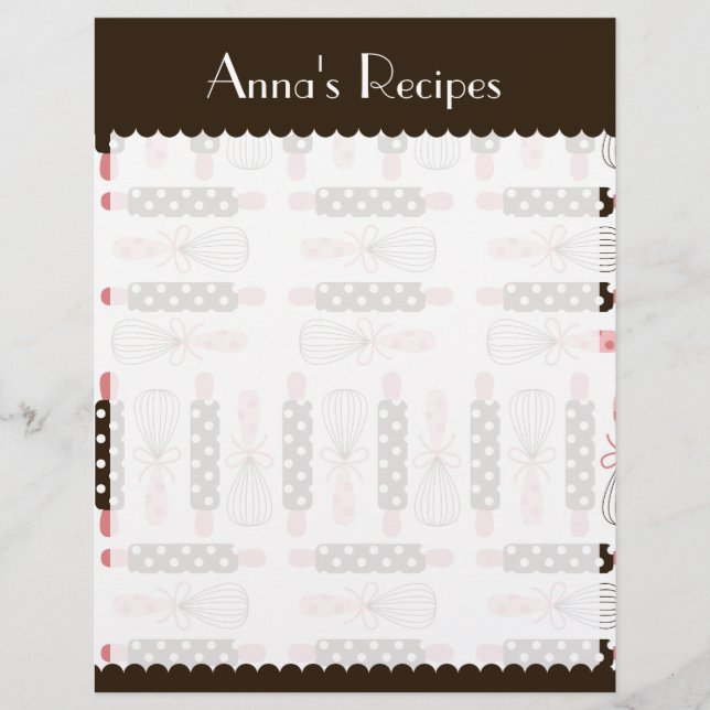 Vintage Kochutensilien Rezeptkarte (Vorderseite)