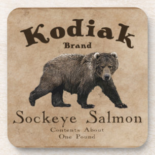 Vintage Kodiak-Lachs-Etikett Getränkeuntersetzer