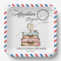Vintage Koffer Baby Shower Mädchen Abenteuer Postw